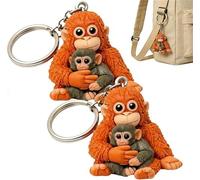 Llavero Protect Punch The Monkey, Mono 3D Lindo Sosteniendo Peluche Colgante para Mochila, Bolso o Llaves del Coche,A,2PC