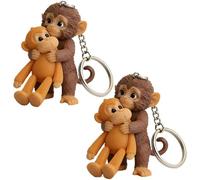 Llavero Protect Punch The Monkey, Mono 3D Lindo Sosteniendo Peluche Colgante para Mochila, Bolso o Llaves del Coche,B,2PC