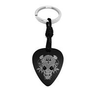 Llavero Púa de Guitarra -Aluminio Anodizado Negro- Regalo para músicos o amantes de la música -Púa de Guitarra- Accesorios Guitarra -Diseño (Skull II-Negro)