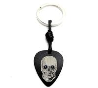 Llavero Púa de Guitarra -Aluminio Anodizado Negro- Regalo para músicos o amantes de la música -Púa de Guitarra- Accesorios Guitarra-Regalos originales-Diseño (Skull-Negro)