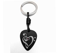 Llavero Púa de Guitarra -Aluminio Anodizado Negro- Regalo para músicos o amantes de la música -Púa de Guitarra- Accesorios Guitarra-Regalos origianles -Diseño (Claves-Rojo)