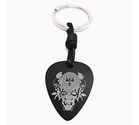 Llavero Púa de Guitarra -Aluminio Anodizado Negro- Regalo para músicos o amantes de la música -Púa de Guitarra- Accesorios Guitarra -Diseño (Skull II-Diamante)