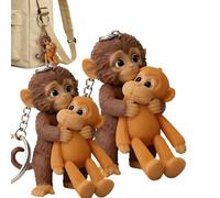 Llavero Punch The Monkey, llavero de peluche con diseño de mono 3D, llavero de protección para mochila, bolso, llaves de coche, #B, Talla única
