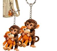 Llavero Punch The Monkey, llavero de peluche con diseño de mono 3D, llavero de protección para mochila, bolso, llaves de coche, #C, Talla única