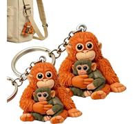 Llavero Punch The Monkey, llavero de peluche con diseño de mono 3D, llavero de protección para mochila, bolso, llaves de coche, #a, Talla única