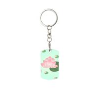 Llavero rectangular de metal con diseño de flores de loto esperando florecer, duradero, elegante, adecuado tanto para hombres como para mujeres, y se puede utilizar como regalo.