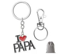 Llavero regalo para papá - Llavero personalizado con texto en inglés «Ich liebe dich Papa» de hija/hijo | Idea de regalo para el Día del Padre, cumpleaños y Navidad | Elegante llavero para papá, Negro