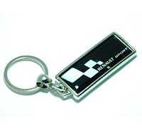 Llavero Renault Sport de cuero sintético negro con imagen 3D de metal y aluminio para amantes de la conducción