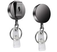 Llavero Retractil,2 Piezas Llavero Extensible Retractil,Llavero Retráctil con Cable de Acero 60cm,Mosquetón de Carrete,Clip Retráctil para Tarjetas para Tarjetas de Identificación, Insignias y Claves