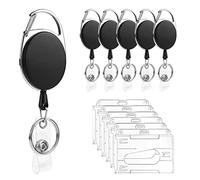 Llavero Retráctil, 6 piezas Mosquetón de Carrete de Tarjeta y Clip de Cinturon con Cordón de Nylon Extensible para Tarjetas de Ldentificación de Oficina,de Autobús