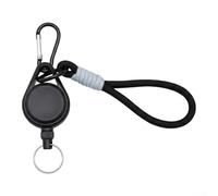 Llavero retráctil con cuerda de alambre de acero, construcción de plástico y nailon, longitud telescópica de 23.6 pulgadas para mochila, camping, senderismo y transporte diario (negro)