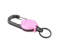 Llavero retráctil con hebilla para mochilas, soporte para tarjetas de identificación, cable de acero resistente, 125 mm (rosa)