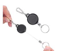 Llavero retráctil, cuerda de alambre de acero inoxidable de 60 cm, llavero retráctil, cierre de llave extensible, llavero antipérdida