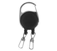 Llavero retráctil de doble cabeza, retráctil, antipérdida, con cordón de carrete, soporte para tarjetas de identificación, diseño de doble cabeza, llavero retráctil, soporte resistente para insignias