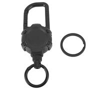 Llavero retráctil magnético Carrete de llave con mosquetón de alambre de acero inoxidable con anillo de liberación rápida Cable retráctil de 70 cm Porta llaves resistente para (Negra)