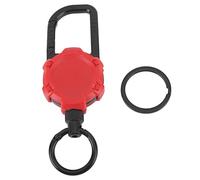 Llavero retráctil magnético Carrete de llave con mosquetón de alambre de acero inoxidable con anillo de liberación rápida Cable retráctil de 70 cm Porta llaves resistente para (Roja)