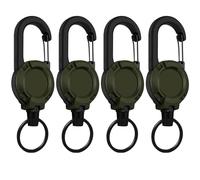 Llavero retráctil resistente, soporte para insignias de mosquetón multiherramienta, soporte retráctil para identificación, cable de acero inoxidable de 23.6 pulgadas, para hombres y mujeres (4