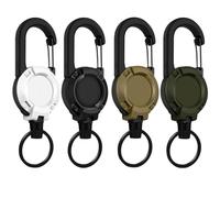 Llavero retráctil resistente, soporte para insignias de mosquetón multiherramienta, soporte retráctil para identificación de llavero, cordón de acero inoxidable de 23.6 pulgadas, para hombres y