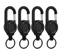 Llavero retráctil resistente, soporte para insignias de mosquetón multiherramienta, soporte retráctil para identificación, cable de acero inoxidable de 23.6 pulgadas, para hombres y mujeres (4