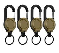 Llavero retráctil resistente, soporte para insignias de mosquetón multiherramienta, soporte retráctil para identificación, cordón de acero inoxidable de 23.6 pulgadas, para hombres y mujeres (4