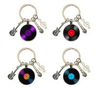 Llavero Retro de Gramófono - Set de 4 Piezas, Temático Musical, Creativo y Decorativo para Regalo