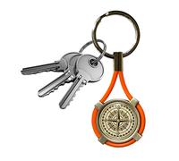 Llavero rosa de los vientos brújula compás de acero satinado y caucho hombre mujer unisex coche moto (naranja), naranja., Talla única