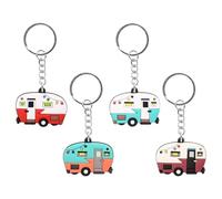 Llavero RV para Acampar De 4 Piezas, Forma Linda De Dibujos Animados, Cole De Mochila Divertido, Regalo Conmemorativo De Viaje.