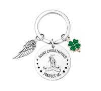 Llavero Saint Christophe Protect Us Medalla Santo de los Viajeros Protección de Oración Joyería para hombre y mujer Regalo de coche y accesorios para viajar con seguridad