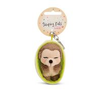 NICI-Llavero Sleeping Pets Erizo de 8 cm en cestita, Color marrón, acompañante Fiel para Mochila o Bolso, para niños y Personas Adultas, 61603
