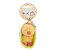NICI Llavero Sleeping Pets Pollito 8 cm en cestita, Amarillo – para mochila o bolso, 61612