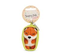 Llavero Sleeping Pets Zorro de 8 cm en cestita, Color Naranja, acompañante Fiel para Mochila o Bolso, para niños y Personas Adultas, 61601