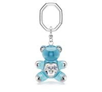 Swarovski Llavero Teddy, Llavero de Osito Elaborado en Resina Rosa Ligera que Incorpora un Eslabón Octogonal, en el Centro Viene con un Corazón de Cristal, Baño de Rodio, Azul