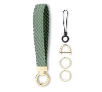 Llavero trenzado con anillo en D y 2 aros metálicos, Llavero de cuerda elástica para coche, llavero de muñeca hombre mujer, keychain resistente para llaves, de coche elegante, unisexo portachiavi