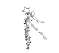 Llavero único con borlas de estrella y lazo, accesorio con cuentas, llavero colgante elegante para teléfono para llevar a diario, como se describe