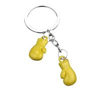 Llavero único de guantes de boxeo con colgante de equipo de fitness hecho a mano para hombres y mujeres, llavero de moda para decoración de llaves de coche, amarillo, Talla única