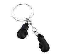 Llavero único de guantes de boxeo con colgante de equipo de fitness hecho a mano para hombres y mujeres, llavero de moda para decoración de llaves de coche, Negro, Talla única
