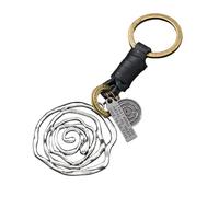 Llavero único hecho a mano con técnicas de trenzado artesanal, aleación de piel sintética resistente para estilos de usuarios, llavero de aleación de piel sintética, Plata antigua y negro