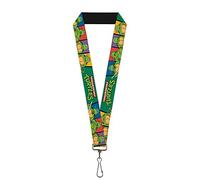 Teenage Mutant Ninja Turtles Cordón - 1 Pulgada - Classic TMNT Group Pose3/Tmnt Logo Verde/Multicolor Llavero, Talla única Unisex Adulto