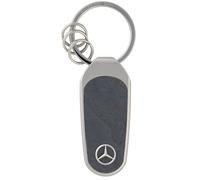 Llavero unisex de Mercedes-Benz con adorno de madera, color antracita/plata, acero inoxidable con incrustaciones de madera de fresno, diseño de estrella de Mercedes, 13,7 cm
