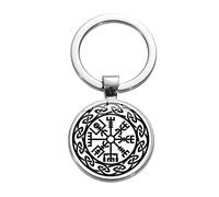 Llavero Vikingo del llavero Antiguo Trinidad Runas nórdicas Odin Símbolo Patrón de arte Tiempo Gema Gema Llave de llavero Joya de joyería