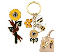 Llavero y broche decorativo con girasol y abejas de aleación ligera, accesorio elegante para llaves, bolsos y mochilas, colgante decorativo para uso diario y regalo