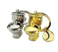 Llaveros 2 Piezas Mini Llavero De Metal Del Inodoro,Asiento Del Inodoro,Llave Del Coche Colgante Baño Regalo Promocional, one, talla única