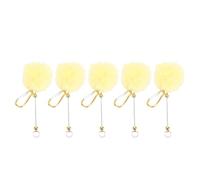 Llaveros con Cuentas, Coloridos, Personalizables, Llavero con Bola de Felpa, Colgantes para Decoración de Mochila, 5 uds. (YELLOW)