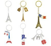 Llaveros con el Icono de Paris de Juvale, 6 llaveros de Francia, 6 diseños incluyendo la Torre Eiffel, la bandera francesa y el arco del Triunfo