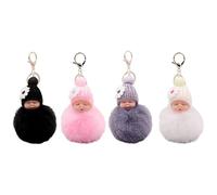 Llaveros con pompón Select Zone 4 piezas, muñeca de bebé dormida, llavero de peluche, mini muñeca de bebé, llavero, colgante para bolso de mano, llavero mullido para coche