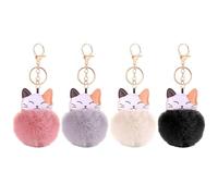 Llaveros De Bolas De Pelo De Gato De 4 Piezas, Llaveros Creativos Y Lindos, Llaveros para Niñas, Accesorios Decorativos, Dijes para Bolsos