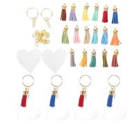 Llaveros de Corazón Acrílico Transparente para Llaves, Manualidades DIY | Borlas, Anillas y Aros de Salto, Discos en Blanco para Fotos, Vinilo E Impresión