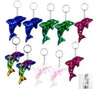 Llaveros de Delfín con Lentejuelas Brillantes,10 Piezas Llaveros para Fiestas Infantiles y Cumpleaños Favores de Fiesta,Decoración para Bolsas,Regalos Divertidos Colección de Animales Marinos