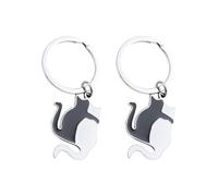 Llaveros De Gatos De 2 Piezas, Lindos Dijes De Gatos En Blanco Y Negro, Llaveros De Metal, Dijes Creativos para Bolsos, Llaveros Interesantes, Regalos para Parejas