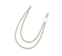 Llaveros de Metal con cadena en capas, cinturón cintura for hombres y mujeres, pantalones vaqueros, accesorio cartera, 2 uds Para Pantalones(Silver)